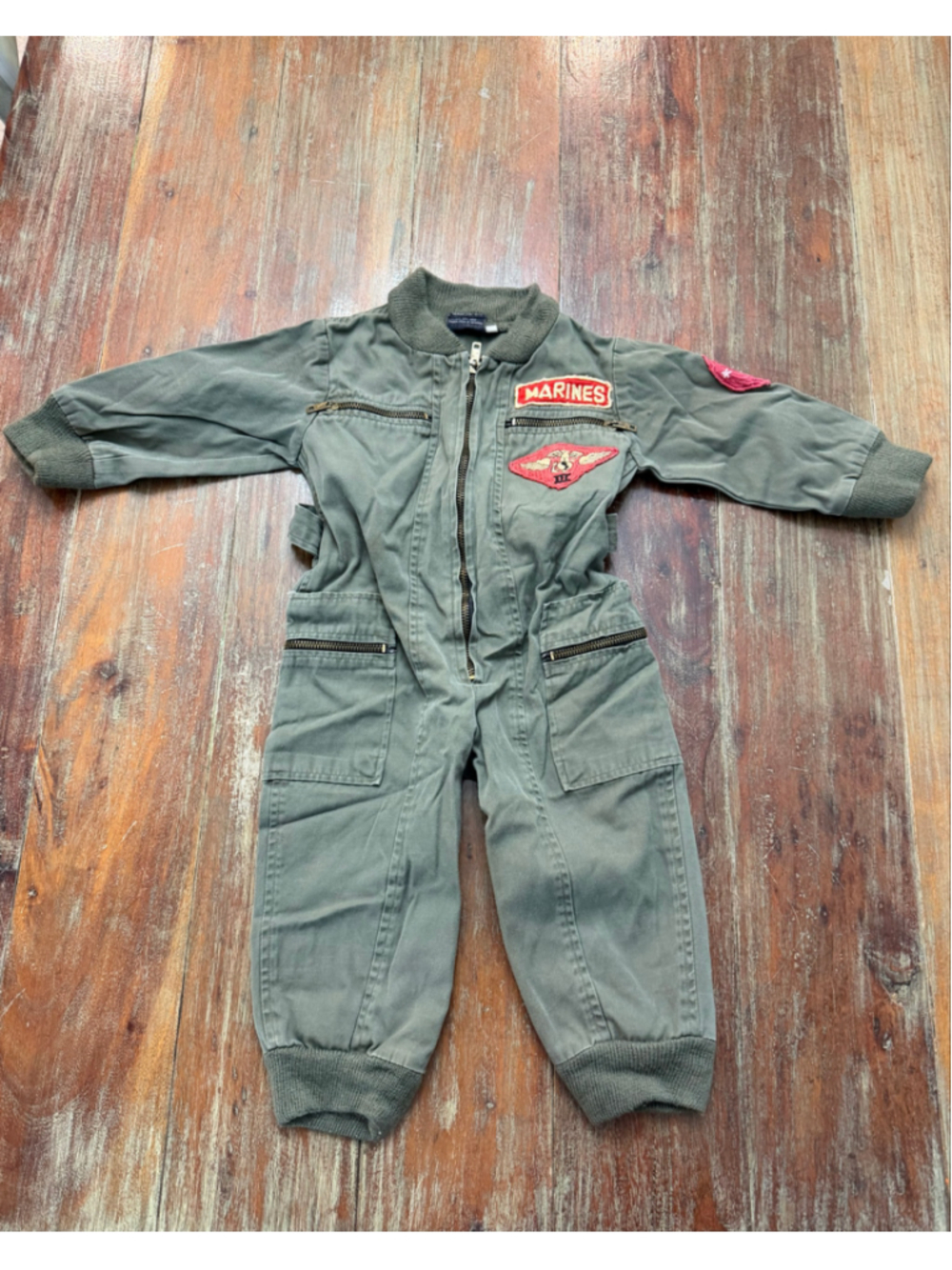 Certified Kid VTG Olive Green Military Flight Suit Jumpsuit - USMC Marines - 2T